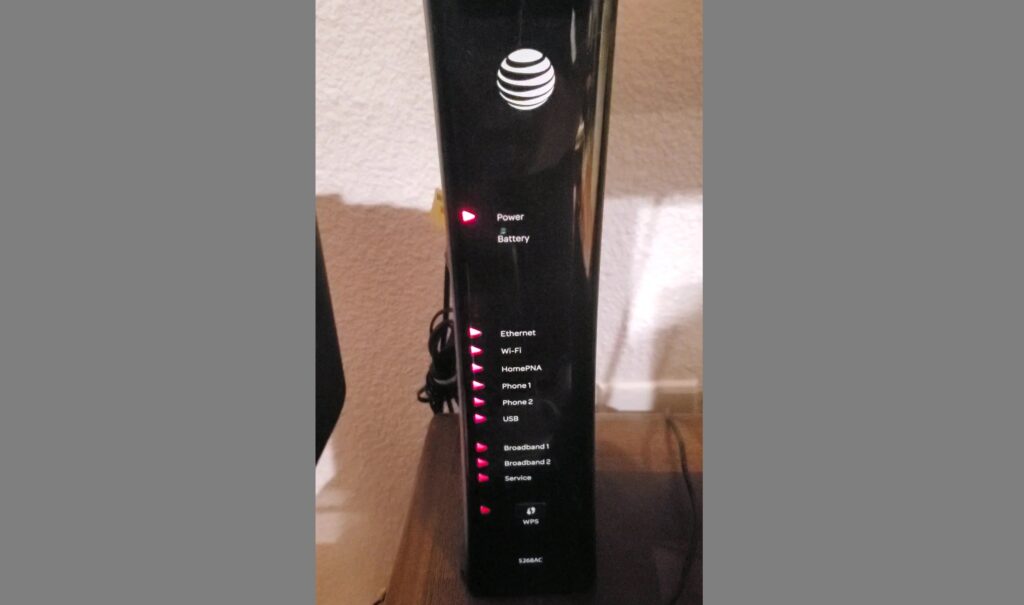 What does a blinking Red Light on an AT&T Router mean?